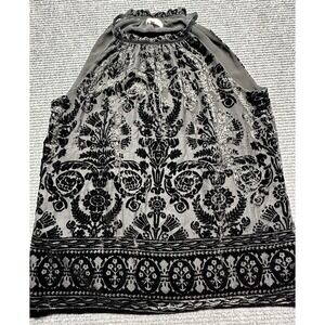 Max Studio Tank Top Womens Small Velvet Burnout‎ Halter Boho Sheer Lined Blouse